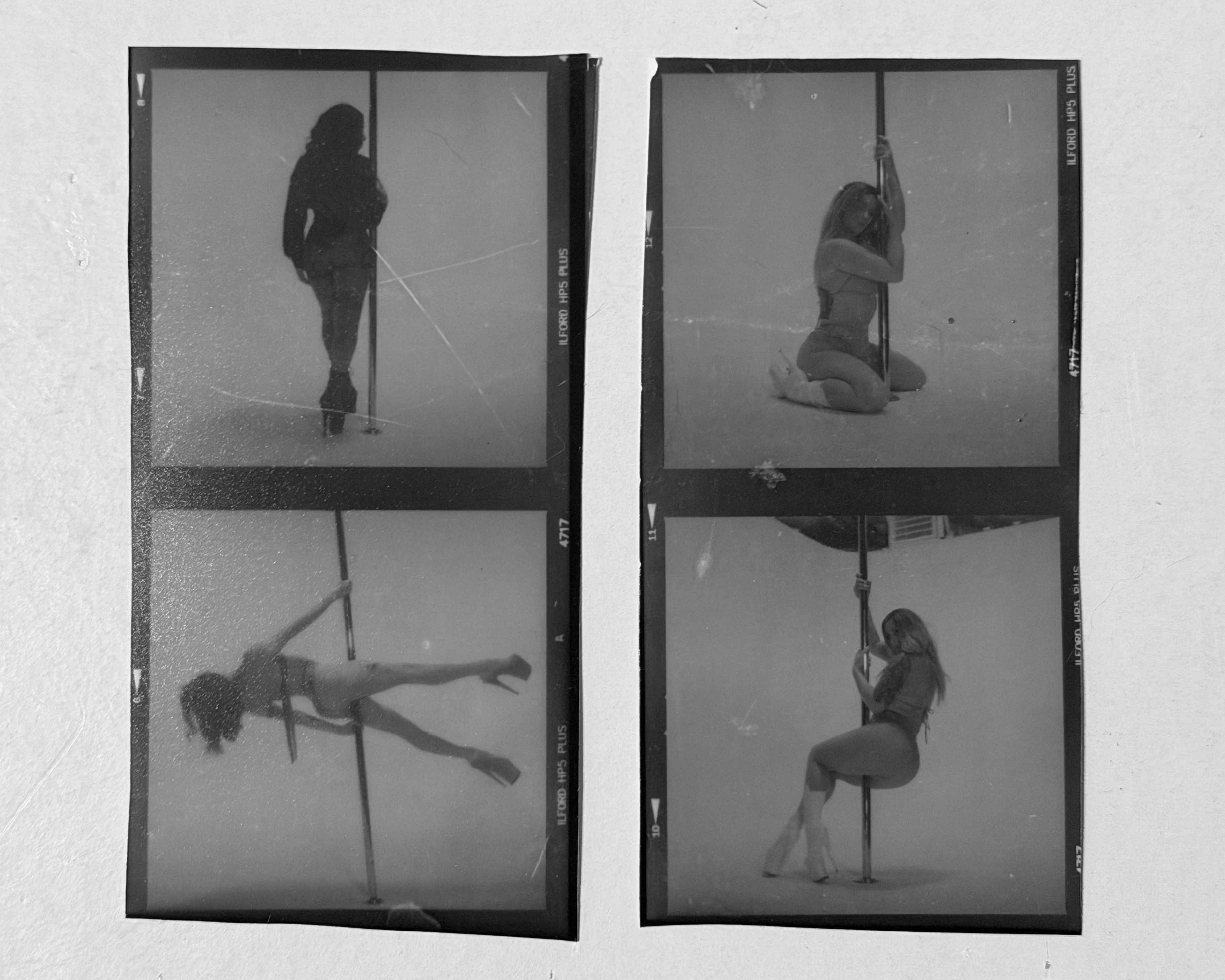 Pole dancer contact sheet — Ilford HP5 Plus